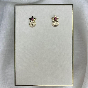 BRINCO ESTRELA COM PEDRA E CIRCULO CHEIO EMBAIXO